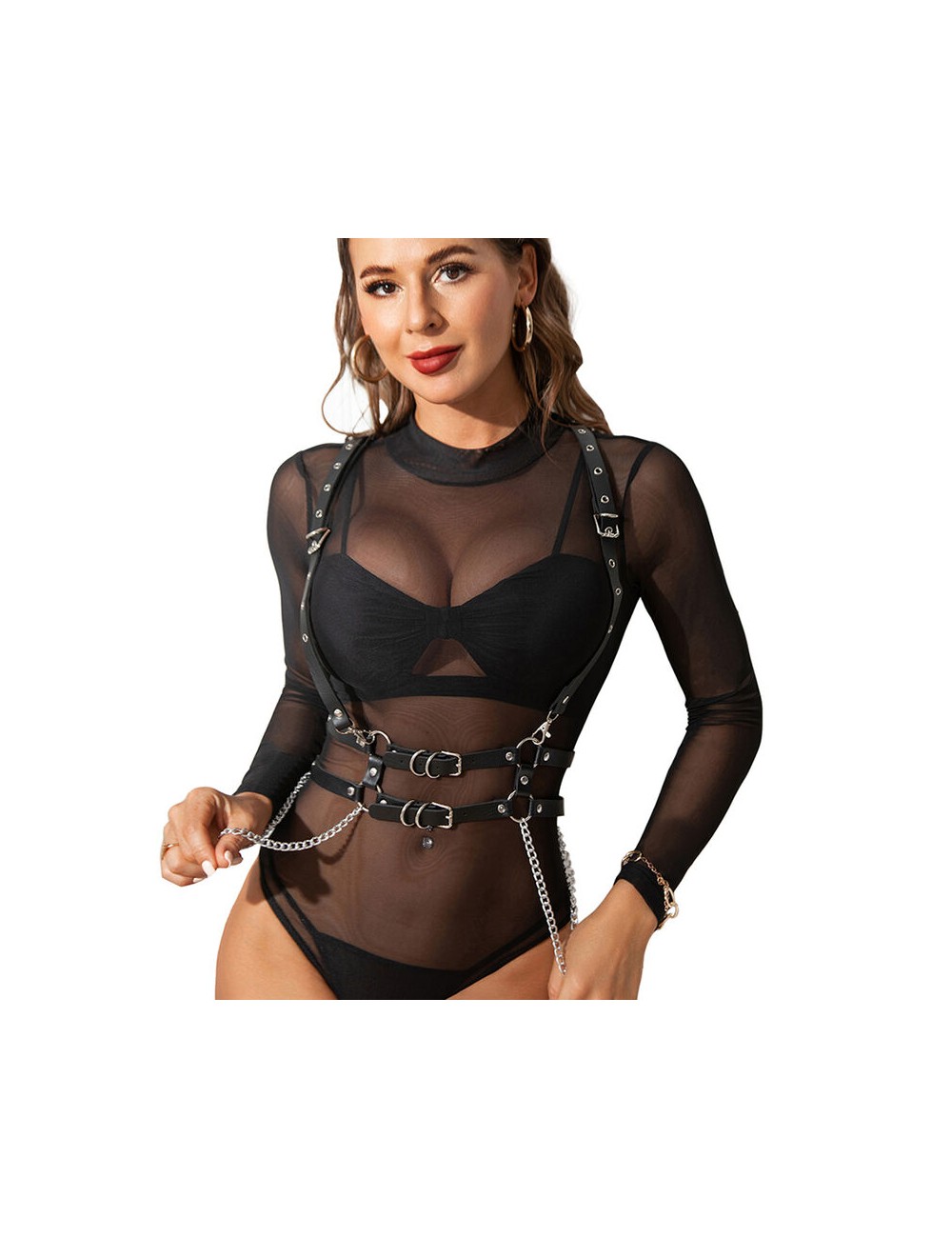 SUBBLIME - ARNÉS CON TIRANTAS DETALLE CADENAS TALLA ÚNICA