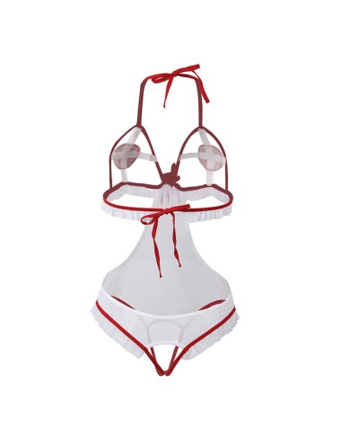 SUBBLIME - DISFRAZ DE ENFERMERA SEXY SIN ENTREPIERNA L/XL