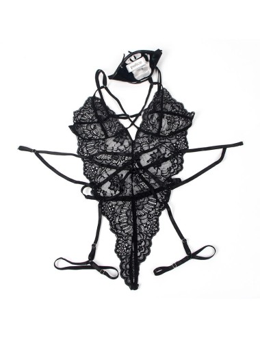 SUBBLIME - DISFRAZ POLICIA BODY ENCAJE NEGRO L/XL