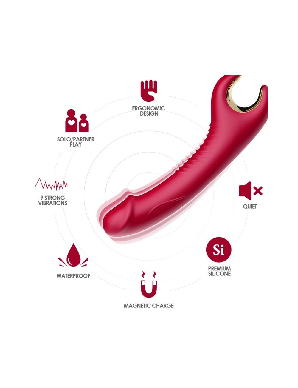 ARMONY - PRINCE DILDO VIBRADOR & ROTADOR ROJO