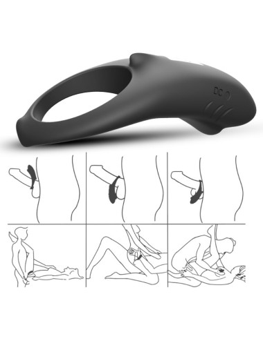 ARMONY - SHARK ANILLO VIBRADOR PAREJAS CONTROL REMOTO NEGRO