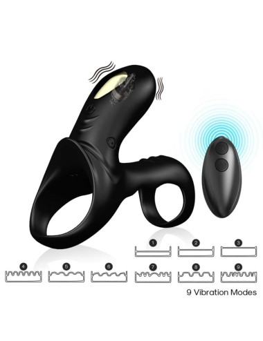 ARMONY - RANGER ANILLO DOBLE VIBRADOR PAREJA NEGRO