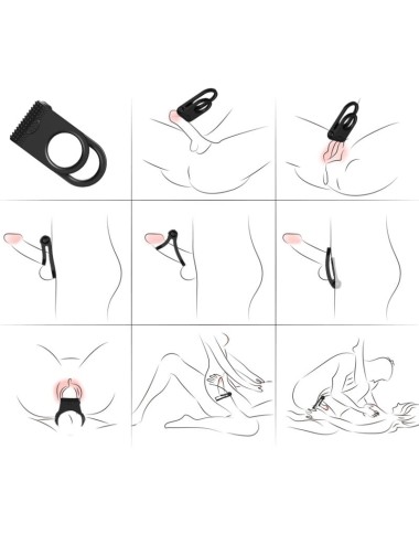 ARMONY - TWINS ANILLO DOBLE VIBRADOR PAREJAS NEGRO