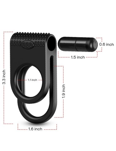 ARMONY - TWINS ANILLO DOBLE VIBRADOR PAREJAS NEGRO