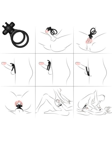 ARMONY - TRAVELER ANILLO DOBLE VIBRADOR PAREJA RABBIT NEGRO