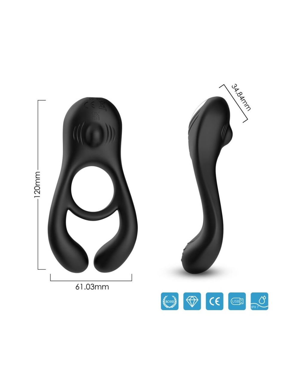 ARMONY - VEYRON ANILLO VIBRADOR DOBLE PINZA NEGRO