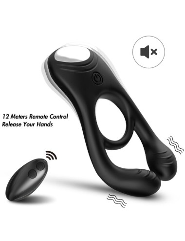 ARMONY - VEYRON ANILLO VIBRADOR DOBLE PINZA CONTROL REMOTO NEGRO