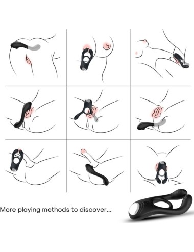 ARMONY - VEYRON ANILLO VIBRADOR DOBLE PINZA CONTROL REMOTO NEGRO
