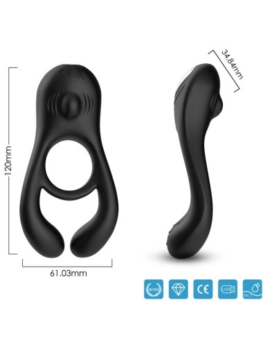 ARMONY - VEYRON ANILLO VIBRADOR DOBLE PINZA CONTROL REMOTO NEGRO