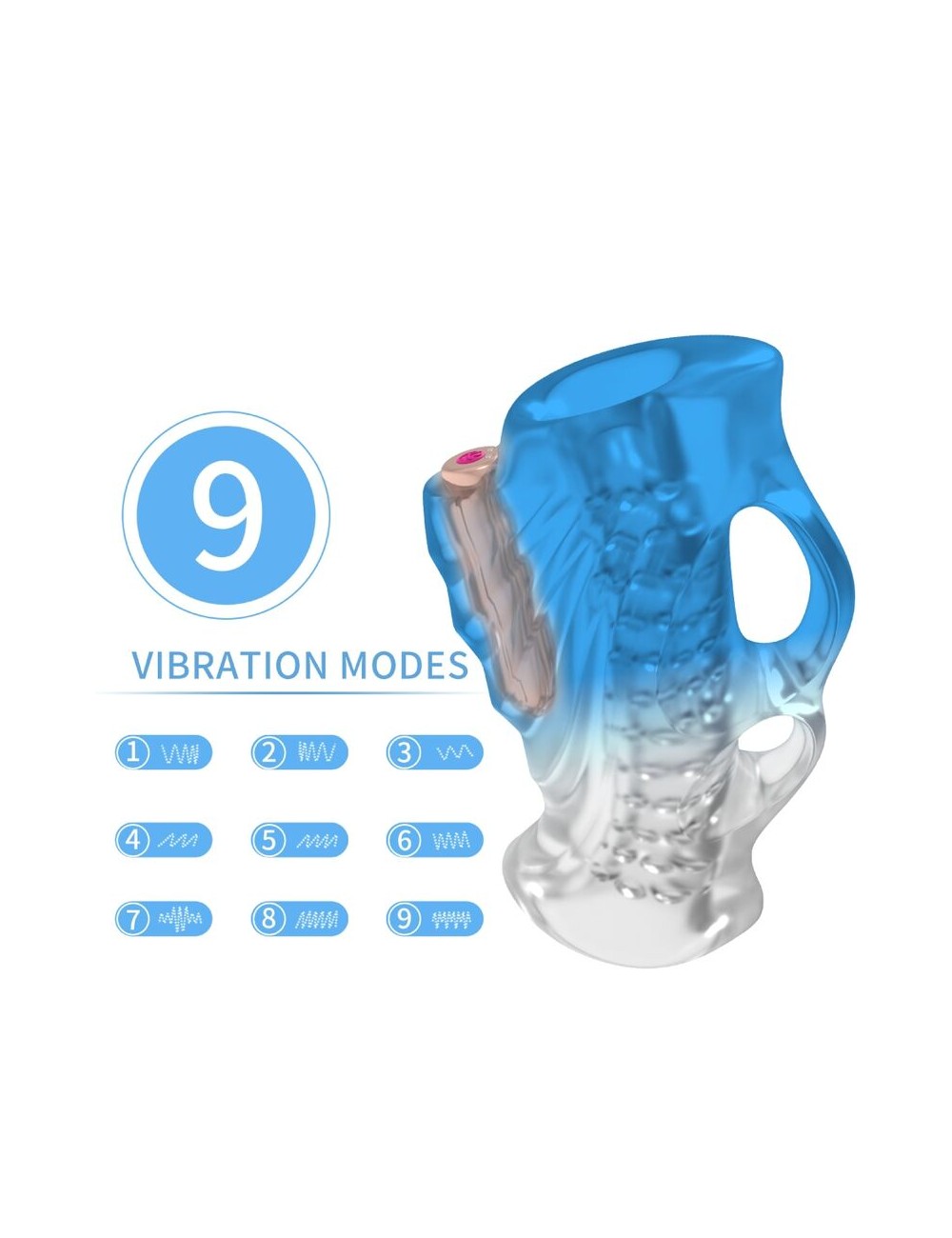 ARMONY - MASTURBATOR DEDAL & VIBRADOR AZUL DEGRADADO