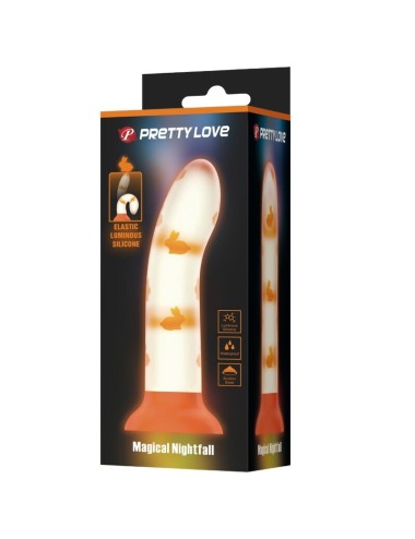 PRETTY LOVE - MAGICAL NIGHTFALL DILDO SIN VIBRACIÓN LUMINOSO NARANJA