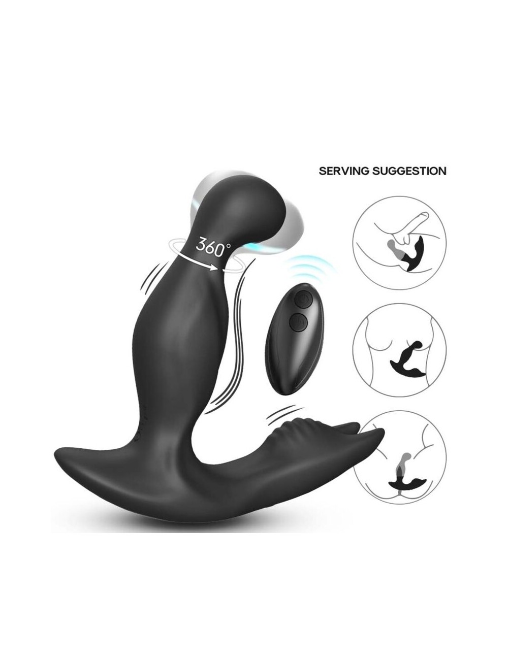 ARMONY - BAT KING VIBRADOR ANAL PROSTATA ROTADOR CONTROL REMOTO NEGRO
