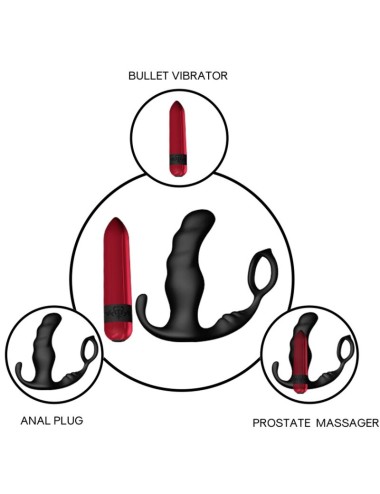 ARMONY - KNIGHT VIBRADOR ANAL PROSTATA & ANILLO CONTROL REMOTO NEGRO