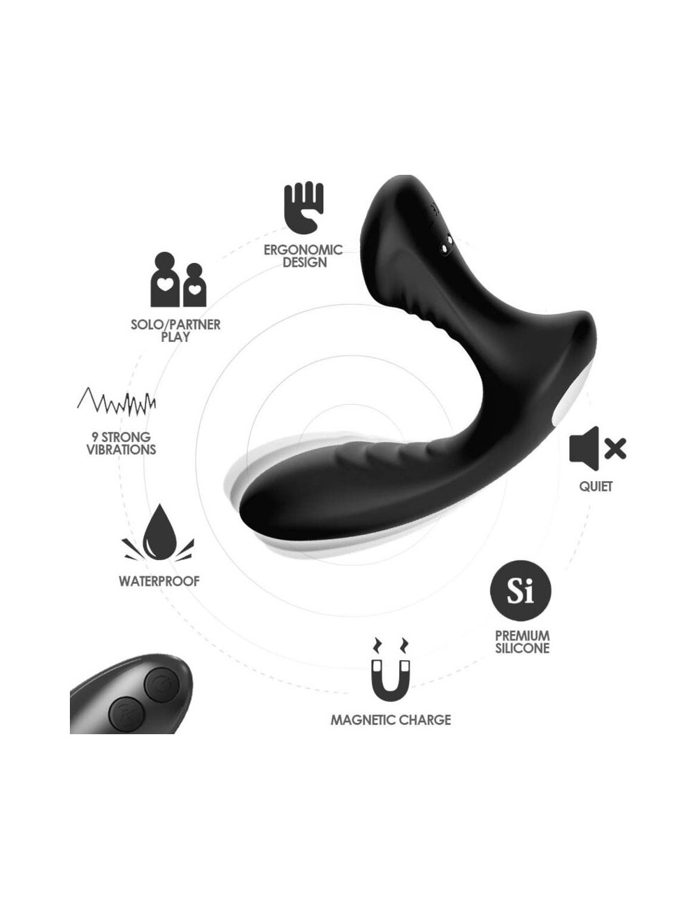 ARMONY - STORM VIBRADOR ANAL PROSTATA & PLUG CONTROL REMOTO NEGRO