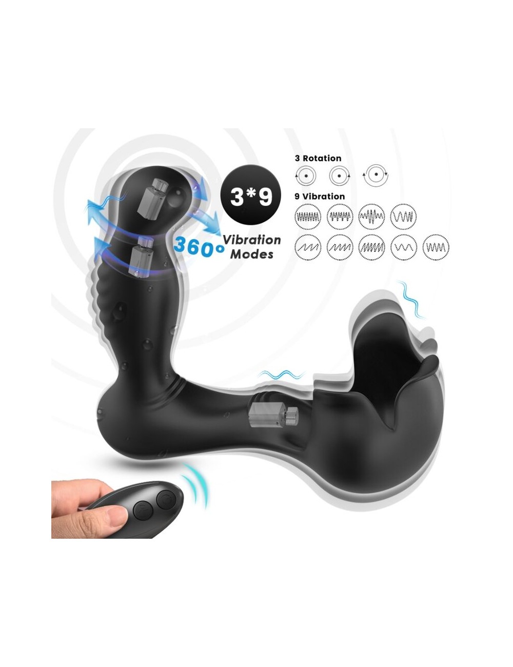 ARMONY - SURROUND VIBRADOR ANAL & ESTIMULADOR TESTICULOS CONTROL REMOTO NEGRO
