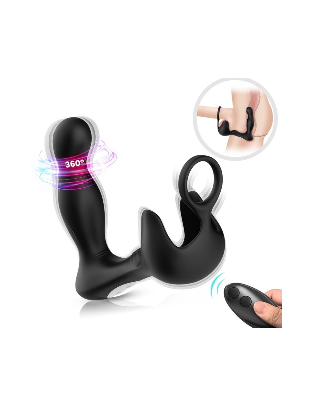 ARMONY - SURROUND VIBRADOR ANAL & ESTIMULADOR TESTICULOS & ANILLO CONTROL REMOTO NEGRO