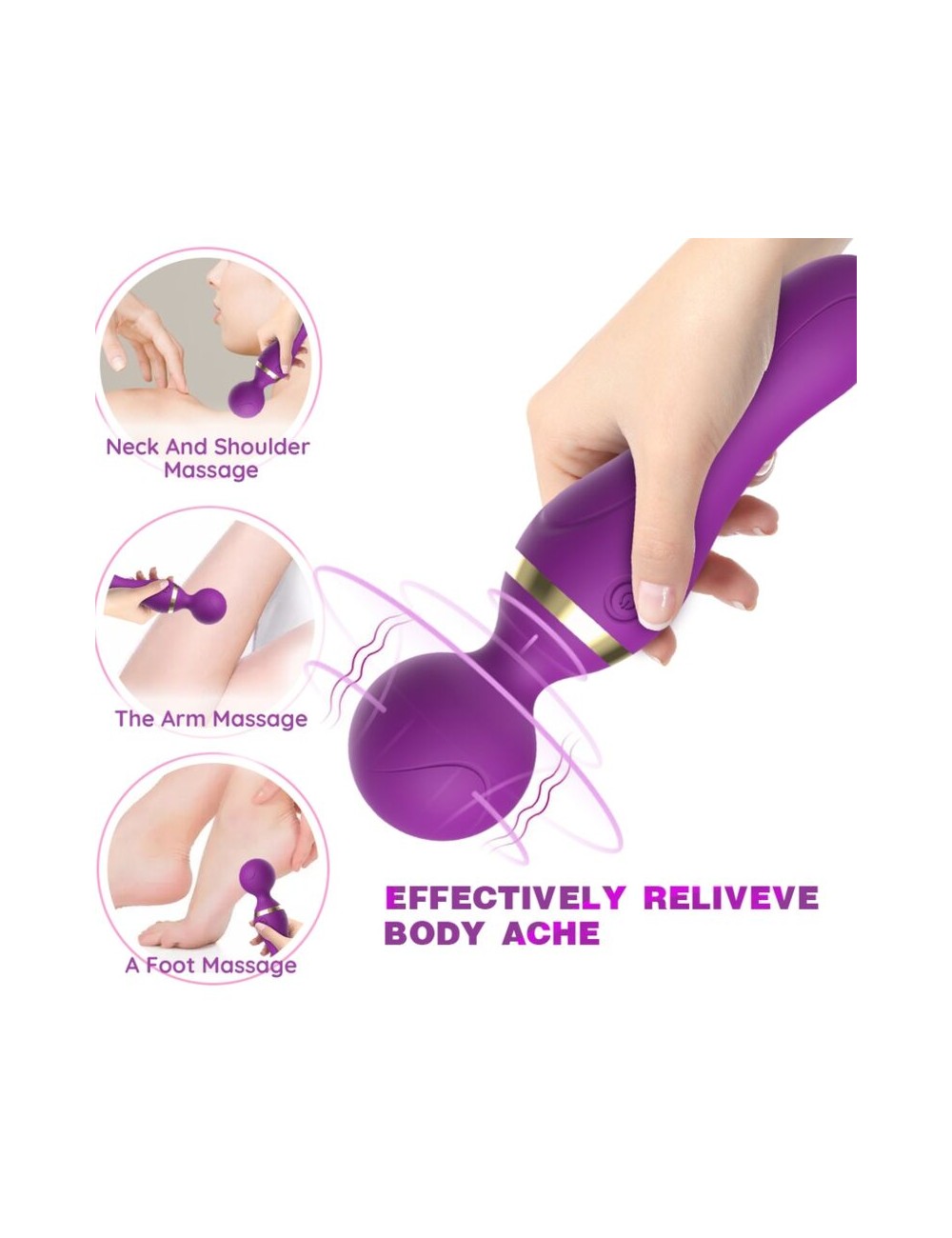 ARMONY - FREEZA MASAJEADOR & VIBRADOR CABEZA FLEXIBLE VIOLETA