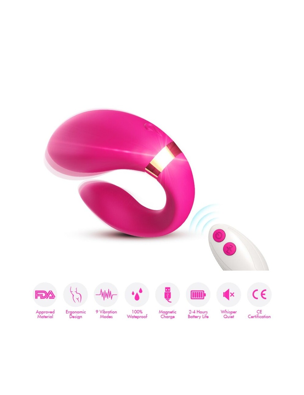 ARMONY - CRESCENT VIBRADOR PAREJA CONTROL REMOTO FUCSIA
