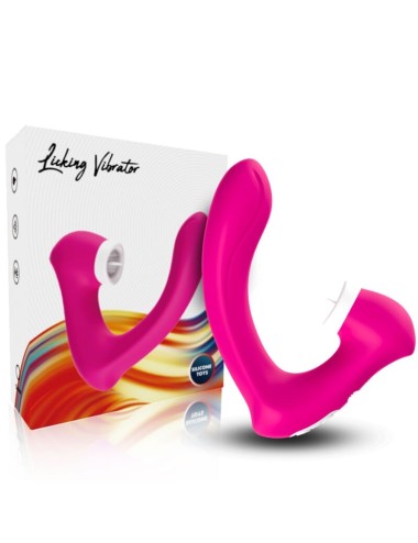 ARMONY - SECRETKISS ESTIMULADOR CON LENGUA CLITORIS & VIBRADOR CURVO FUCSIA