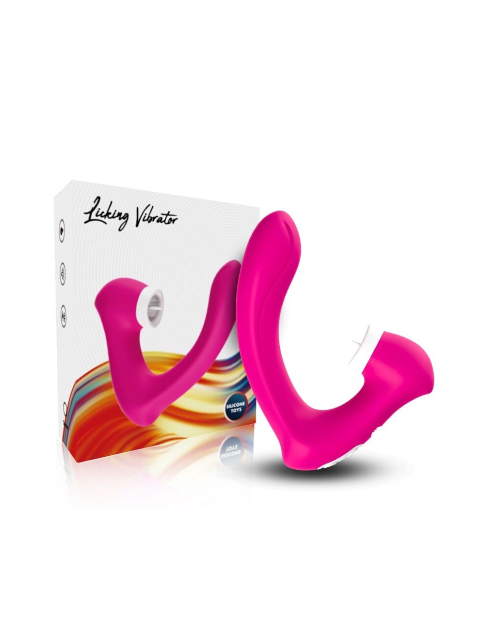 ARMONY - SECRETKISS ESTIMULADOR CON LENGUA CLITORIS & VIBRADOR CURVO FUCSIA