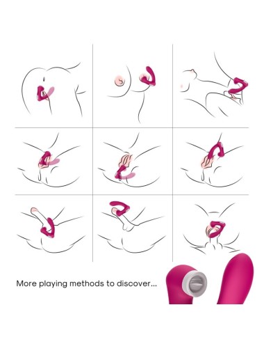 ARMONY - SECRETKISS ESTIMULADOR CON LENGUA CLITORIS & VIBRADOR CURVO FUCSIA