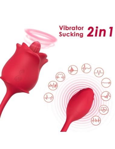 ARMONY - ROSA 2 EN 1 ESTIMULADOR SUCCIÓN & VIBRADOR 10 MODOS CON COLA ROJO