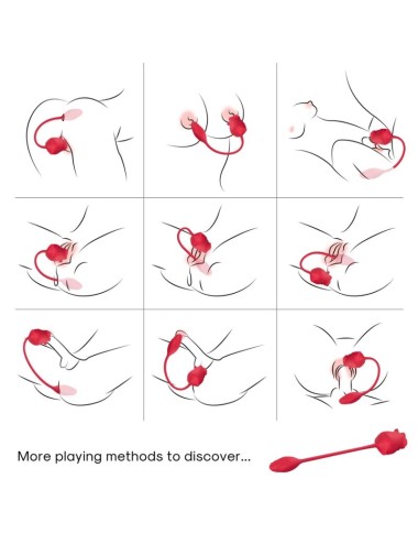 ARMONY - ROSA 2 EN 1 ESTIMULADOR SUCCIÓN & VIBRADOR 10 MODOS CON COLA ROJO