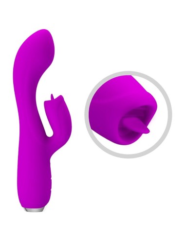 PRETTY LOVE - GLORIA VIBRADOR CONEJO RECARGABLE-IMPERMEABLE MORADO