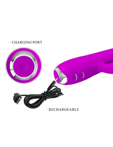 PRETTY LOVE - GLORIA VIBRADOR CONEJO RECARGABLE-IMPERMEABLE MORADO