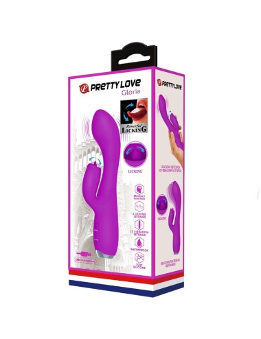 PRETTY LOVE - GLORIA VIBRADOR CONEJO RECARGABLE-IMPERMEABLE MORADO