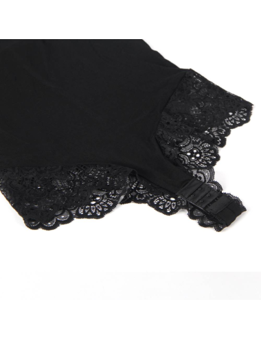 SUBBLIME - TEDDY DETALLE ENCAJE FLORAL NEGRO S/M