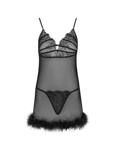 LIVCO CORSETTI FASHION - ZERUNAM SET BABYDOLL + TANGA NEGRO L/XL