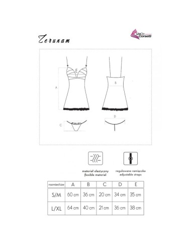 LIVCO CORSETTI FASHION - ZERUNAM SET BABYDOLL + TANGA NEGRO L/XL