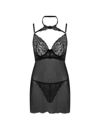 LIVCO CORSETTI FASHION - BINELLA SET BABYDOLL + TANGA NEGRO L/XL