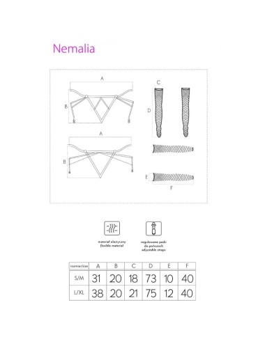 LIVCO CORSETTI FASHION - NEMALIA SET LIGUERO + MEDIAS + GUANTES NEGRO L/XL