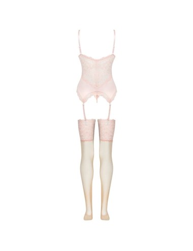 LIVCO CORSETTI FASHION - PERSINNE PEACH SET CORSET + PANTY + MEDIAS S/M