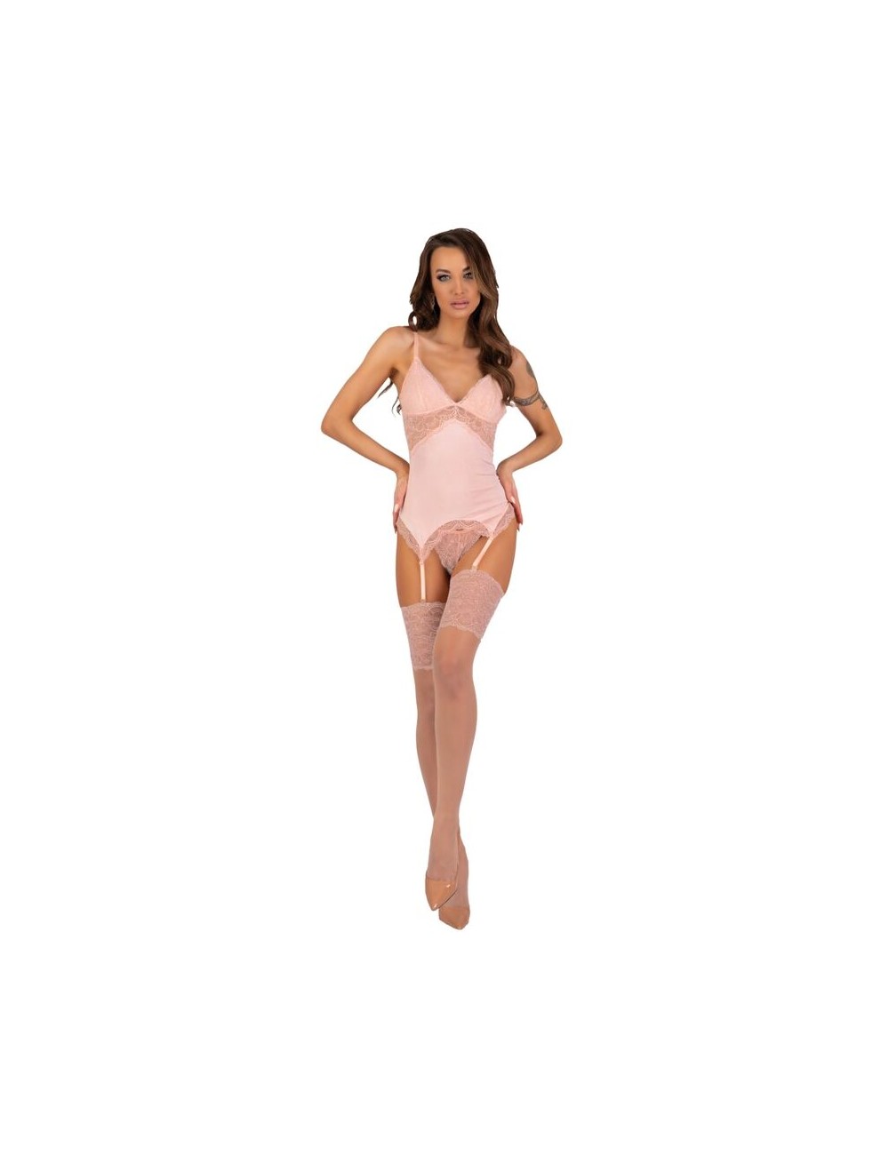 LIVCO CORSETTI FASHION - PERSINNE PEACH SET CORSET + PANTY + MEDIAS L/XL LIVCO CORSETTI FASHION - PERSINNE PEACH SET CORSET + PANTY + MEDIAS L/XL