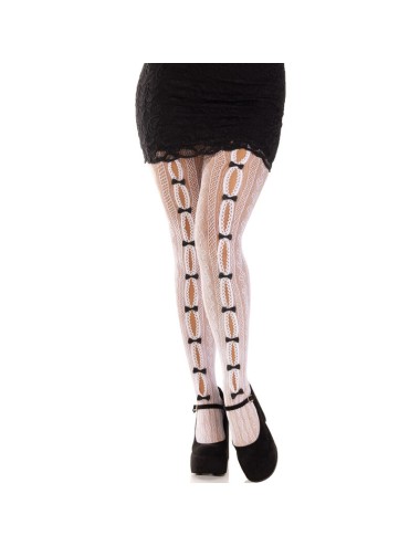 LEG AVENUE - MEDIAS CON ABERTURAS CORAZON & LAZOS BLANCO