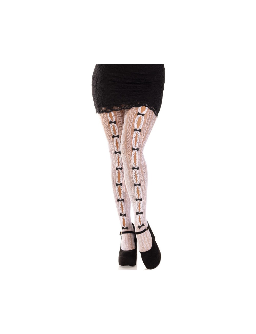 LEG AVENUE - MEDIAS CON ABERTURAS CORAZON & LAZOS BLANCO LEG AVENUE - MEDIAS CON ABERTURAS CORAZON & LAZOS BLANCO