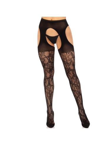 LEG AVENUE - MEDIAS DE LIGUERO ENCAJE NEGRO