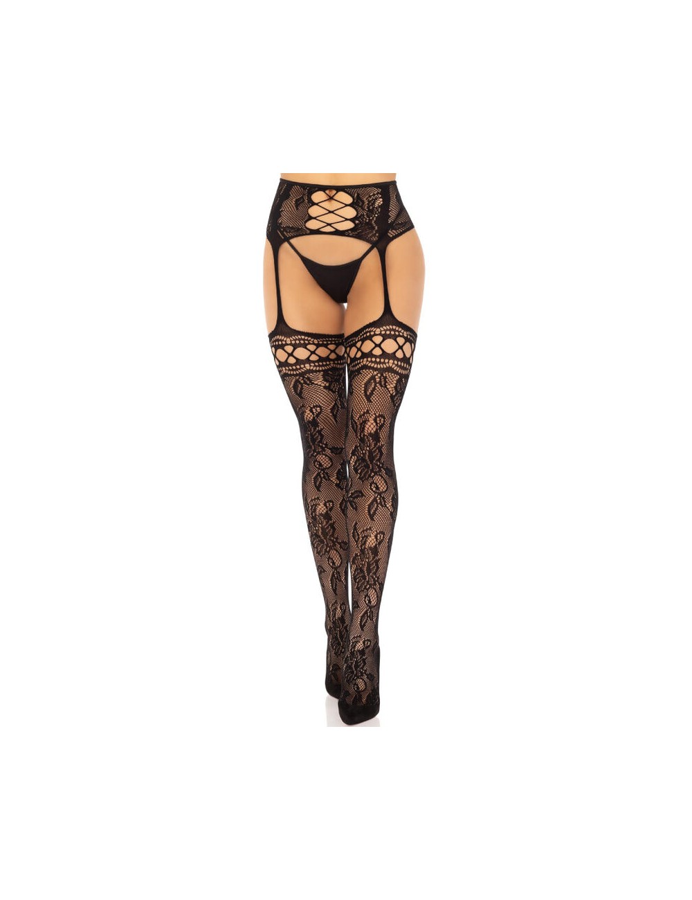 LEG AVENUE - MEDIAS DE LIGUERO ENCAJE FLORAL NEGRO LEG AVENUE - MEDIAS DE LIGUERO ENCAJE FLORAL NEGRO