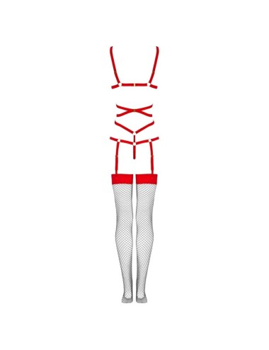 LIVCO CORSETTI FASHION - THIARA LC 20213 SET BODY + MEDIAS ROJA L/XL