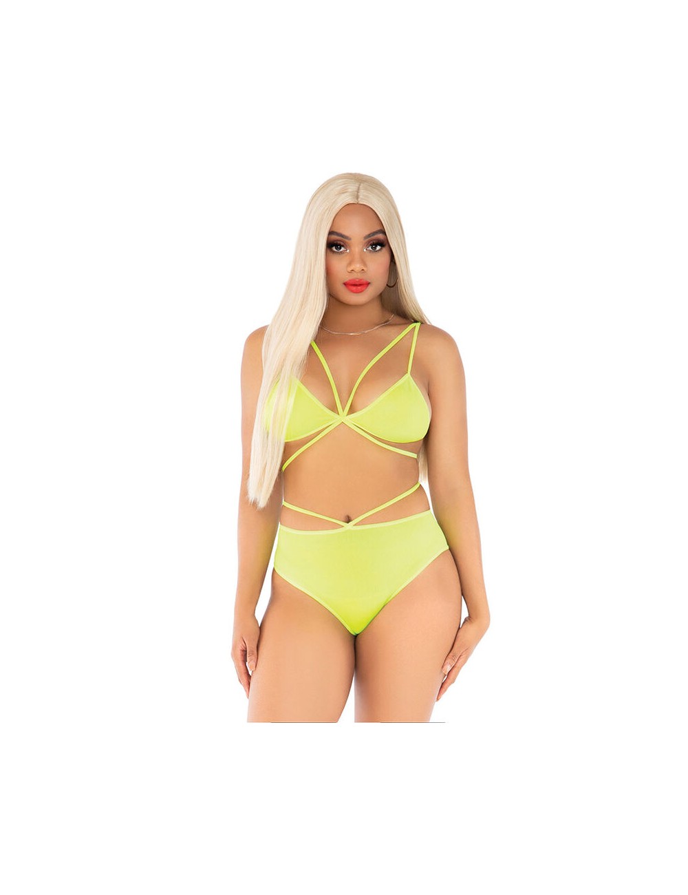 LEG AVENUE - TOP & BRAGAS CON TIRANTES AMARILLO LEG AVENUE - TOP & BRAGAS CON TIRANTES AMARILLO