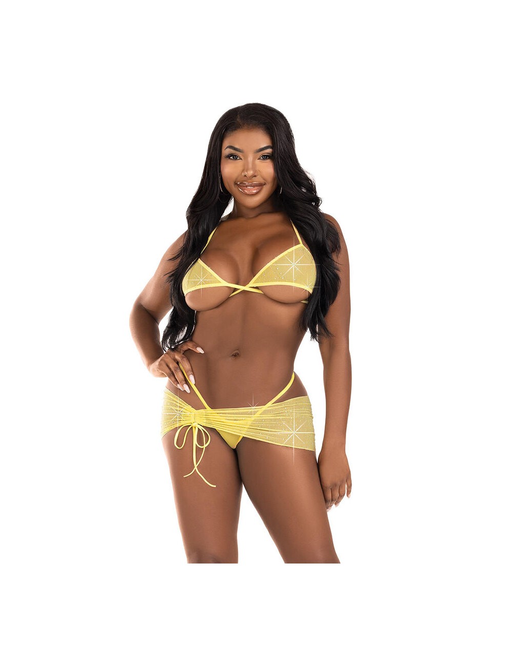 LEG AVENUE - SET TRES PIEZAS DIAMANTES AMARILLO S/M LEG AVENUE - SET TRES PIEZAS DIAMANTES AMARILLO S/M