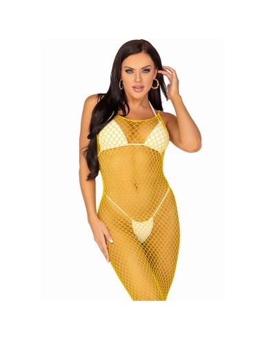 LEG AVENUE - VESTIDO DE REJILLA LARGO AMARILLO TALLA ÚNICA