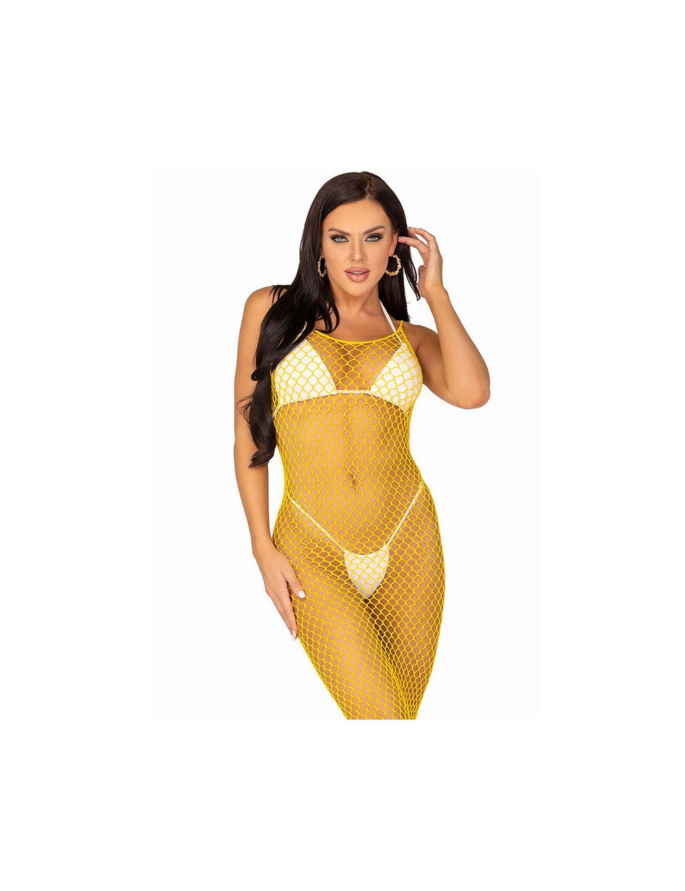 LEG AVENUE - VESTIDO DE REJILLA LARGO AMARILLO TALLA ÚNICA LEG AVENUE - VESTIDO DE REJILLA LARGO AMARILLO TALLA ÚNICA