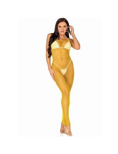 LEG AVENUE - VESTIDO DE REJILLA LARGO AMARILLO TALLA ÚNICA