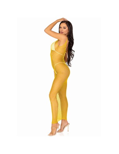 LEG AVENUE - VESTIDO DE REJILLA LARGO AMARILLO TALLA ÚNICA