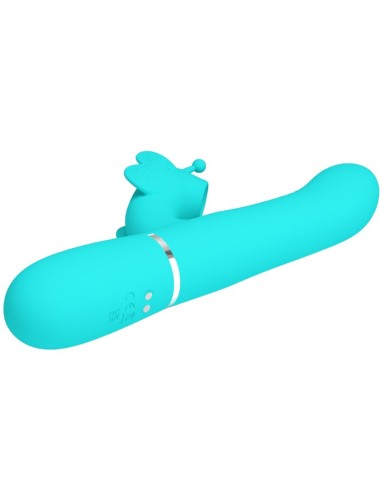 PRETTY LOVE - VIBRADOR RABBIT MULTIFUNCIÓN 4 EN 1 MARIPOSA VERDE AGUA