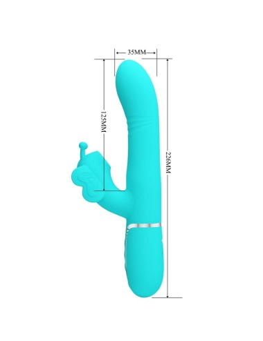 PRETTY LOVE - VIBRADOR RABBIT MULTIFUNCIÓN 4 EN 1 MARIPOSA VERDE AGUA